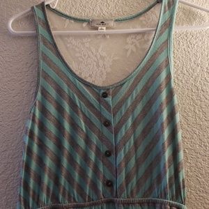 Teal and grey striped dress